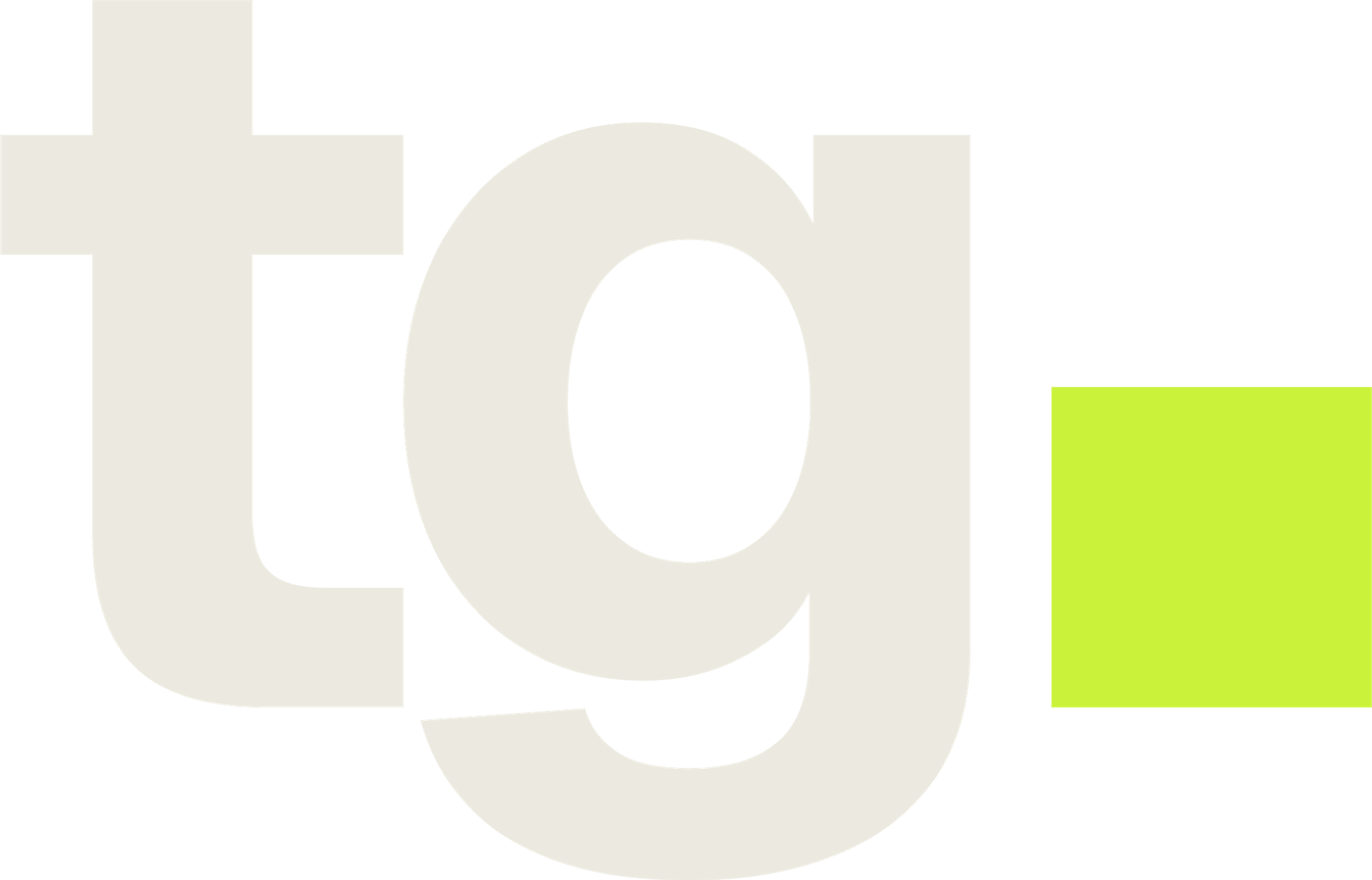 tg wordmark, light type with lime block on ink